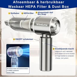 Draadloze Handheld Auto Stofzuiger - Lichtgrijs - Draagbaar en Oplaadbaar - Lichtgewicht met Krachtige Zuigkracht - Voor Thuis en Auto — thumbnail 3