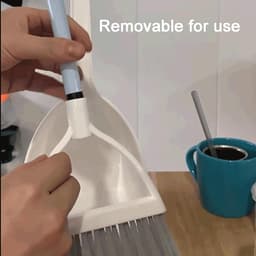 Stofblik met Bezempje - Mini stoffer en blik - Bureau schoonmaken - Inklapbaar ontwerp - 52 cm - Wit — thumbnail 4