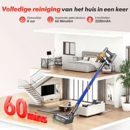 Adormii Steelstofzuiger Draadloos – 50000Pa Sterke Zuigkracht – 60 Min Accuduur – Anti-haarwikkel Vloerborstel – 4 HEPA-filters – 1,6 L Stofreservoir – Groene LED Stofdetectieverlichting – Goud — thumbnail 3
