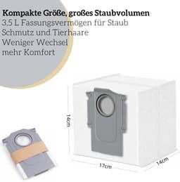 Stofzuigerzakken 16 stuks - Geschikt voor Roborock/S8 MaxV Ultra/Qrevo - 3,5L inhoud - Voorraadverpakking - Brede compatibiliteit - Stofzuigerzak — thumbnail 5