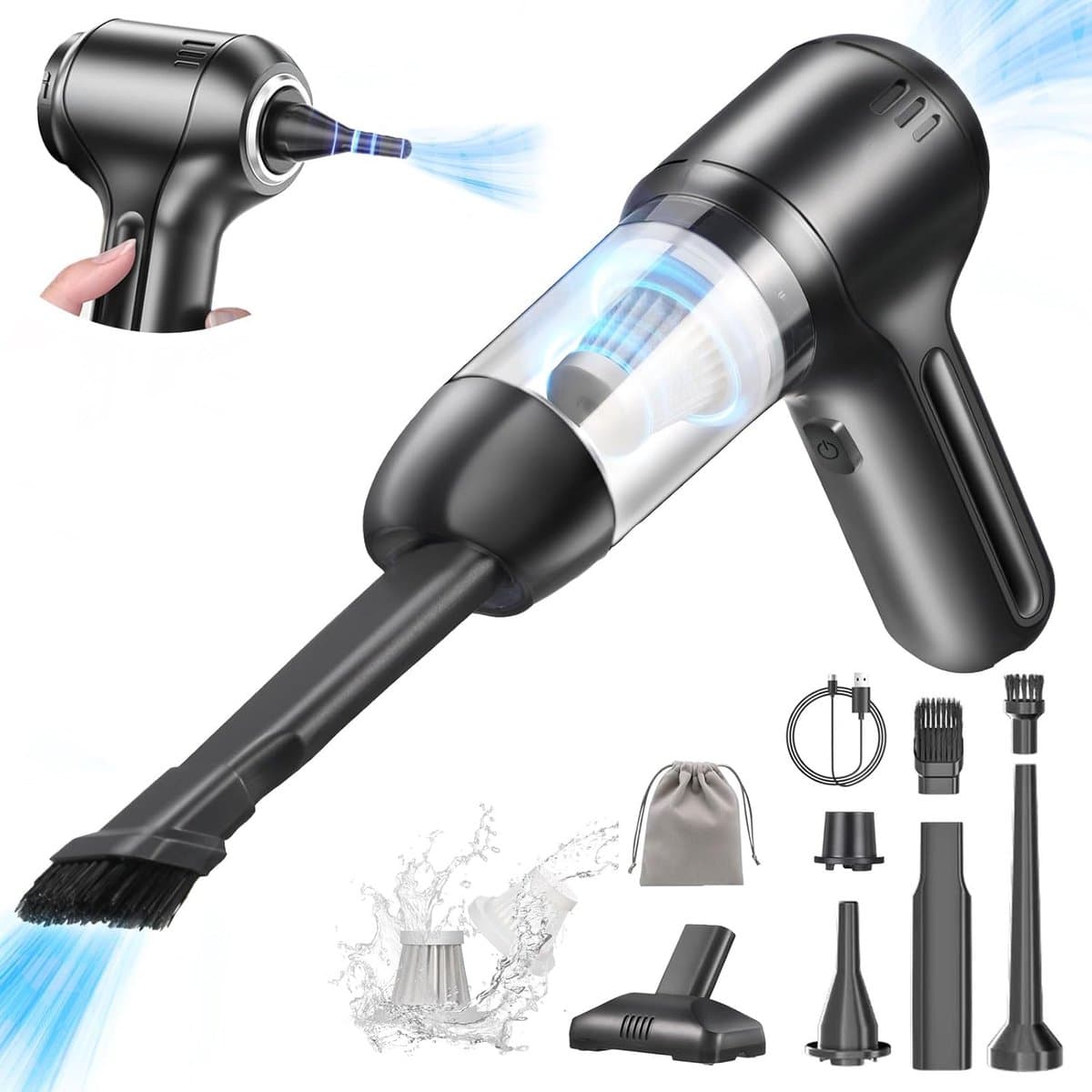 Snoerloze Handstofzuiger 15000Pa - Auto Vacuum Oplaadbaar - Krachtig met Brushless Motor - Draagbaar voor Auto Huisdier & Kantoor — afbeelding 1