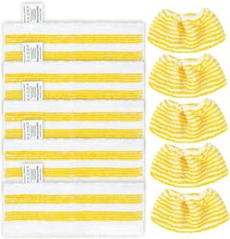 Geschikt voor 5-pack stoomreinigerpads met 5 handsproeierpads, compatibel met Karcher EasyFix SC2, SC3, SC4, SC5 stoomreiniger, veelzijdige reinigingsoplossingen, wasbaar en herbruikbaar, geel en wit-Belle's product — thumbnail 1