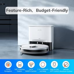 Lanoba -Robotstofzuiger met Dweilfunctie - Met Laadstation - Dweilrobot - Inclusief Applicatie - Zelf Legen - 180 Looptijd — thumbnail 2