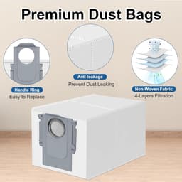 10x Stofzuigerzakken - Geschikt voor Roborock Qrevo Series Curv/Master/S/Pro/Slim & S8 Max (V) Ultra - 3L Grote Capaciteit - Anti-Allergie Filterzakken - Accessoires — thumbnail 2