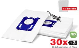 30x S-Bag 3D Stofzuigerzakken geschikt voor Philips, AEG, Electrolux - 30 stofzakken + 3 Filters - A-Kwaliteit Alternatief Microvezel Zakken — thumbnail 1