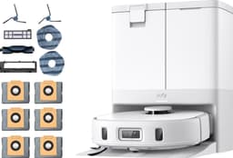 eufy X10 Pro Omni - Complete Robotstofzuiger wit - Met dweil en Vervangingssets - Robot Vacuum 8000 Pa zuigkracht - Tapijt detectie - AI-obstakel vermijding- Wast en droogt de dweil- Automatisch legen en vullen — thumbnail 1