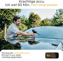 Lautux - Turbotastic Pro 2 - 4 in 1 Wit Handstofzuiger -Auto stofzuiger- 120 W - 18.000 Pa - tot 60 minuten gebruiksduur - HEPA-filter - LED-display - 4 in 1 opzetstukken-Starter Set- (auto, dierenharen, opblazen, leegzuigen/vacuüm) (parelwit) — thumbnail 3