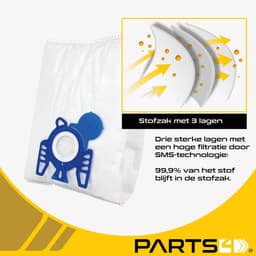 5 Stofzuigerzakken PARTS4® geschikt voor Miele GN | Made in Europe | O.a. geschikt voor Miele G, N, H, Classic C1, Complete C2, Complete C3, S2 (S2000 > S2999), S5 (S5000 > S5999), S8 (S8000 > S8999), MI40, 9917730 — thumbnail 5