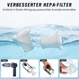 Glitzerlife - Handstofzuiger, Accu, Mini-Stofzuiger, Draadloos, 25000 Pa, Handstofzuiger, Sterk, 4-In-1 Autostofzuiger Met Borstelloze Motor, 3 Standen, DraagGlitzerlife -bare Stofzuiger Voor Auto - Zwart-Wit — thumbnail 2