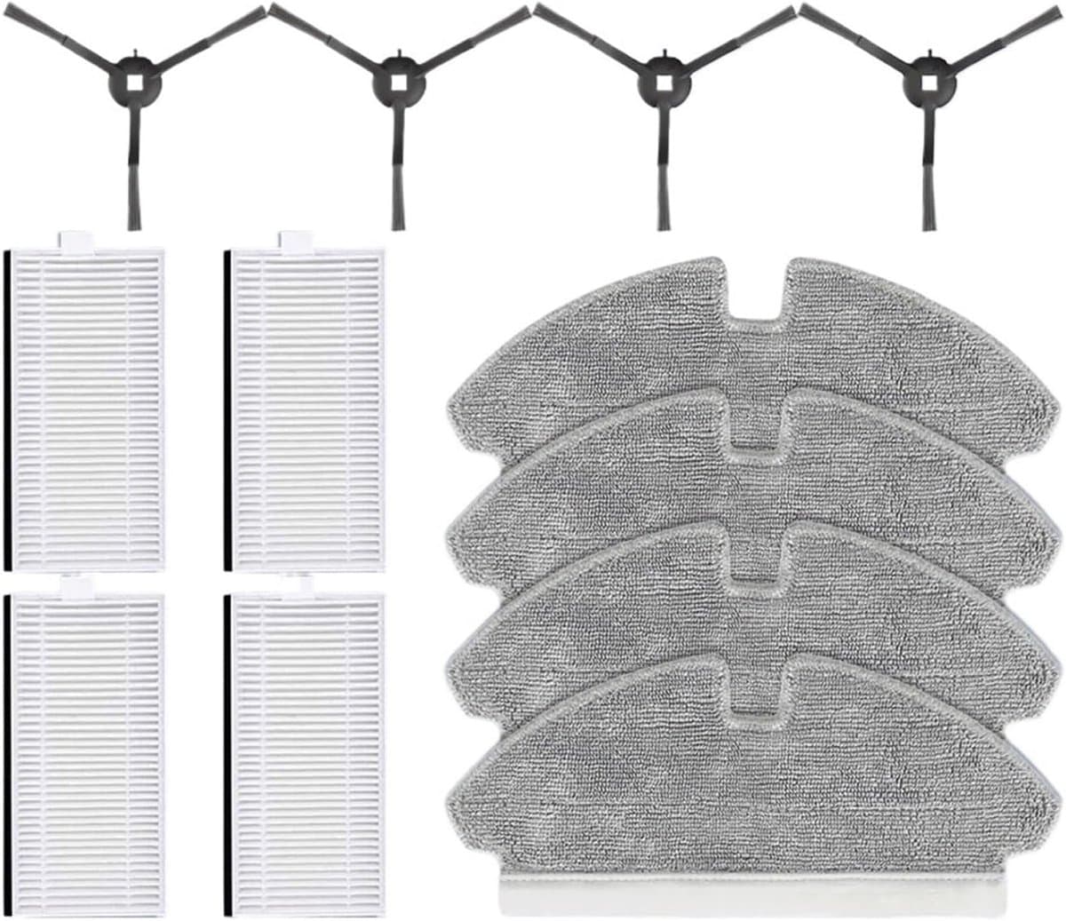 12-delige set vervangende onderdelen voor stofzuigers - met borstel, doek en filter - vervangende onderdelenset voor Dreame, Mova M1 en Trouver M1 stofzuigers - zijborstel HEPA-filter en dweildoekset - wit, grijs, zwart — afbeelding 1