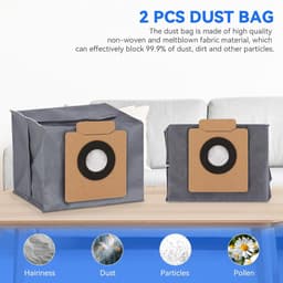 10-delige accessoireset Geschikt voor Eufy X10 Pro Omni Vacuüm Cleaner Robot - Reserveonderdelen - 1 Hoofdborstel - 2 Zijborstels - 2 Cartridges - 2 Doeken - 2 Stofzakken - 1 Kleine Borstel — thumbnail 3