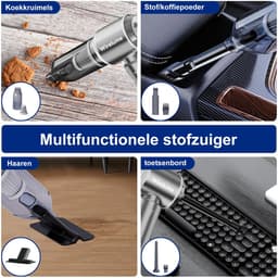 Kraftverdia Kruimelzuiger Snoerloos - Handstofzuiger - Auto stofzuiger - Zwart / Grijs - Incl. opzetstukken — thumbnail 4