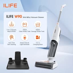 ILife - W90 - Handstofzuiger met Steel - 150W - 3 in 1 - 700 ml Watertank - Elektrische Bezem - Automatische Stofsensor - Afneembare Kruimelzuiger - Wit — thumbnail 2