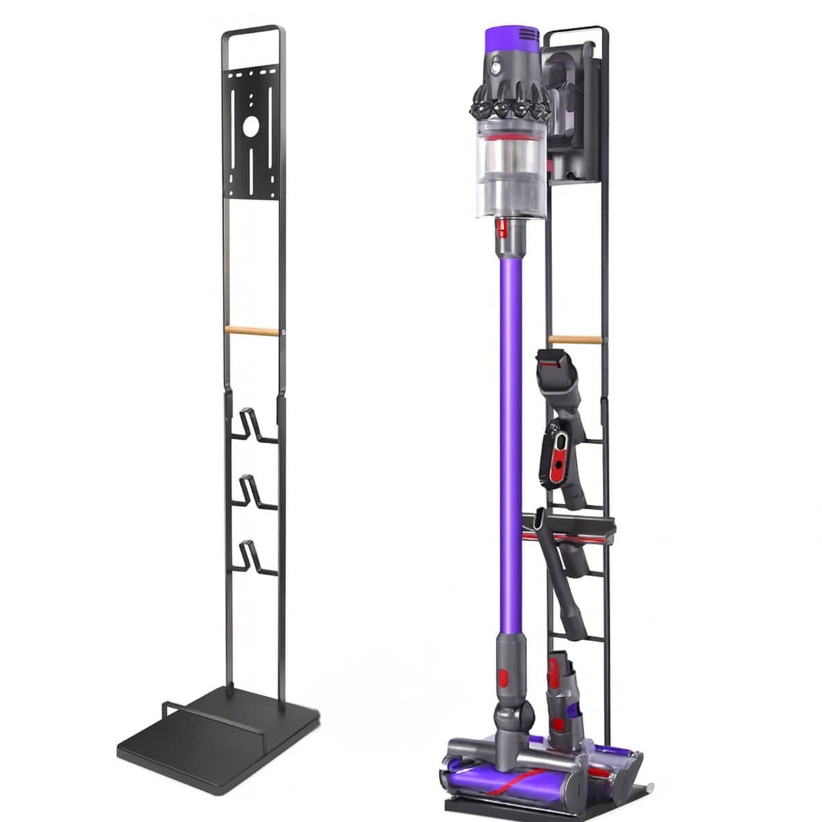 Steelstofzuiger Standaard - Geschikt voor Dyson V7/V8/V10/V11/V15 - Vrijstaand - Met accessoirehouders - RVS — afbeelding 1