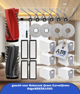 24 stuks accessoires gescht voor Roborock Qrevo Curve/Qrevo Edge/S5X/5A1/5XC stofzuiger, hoofdborstel, stofzak, wisdoeken, filter, zijborstels, schroevendraaier, zuigrobot, reserveonderdelen — thumbnail 1