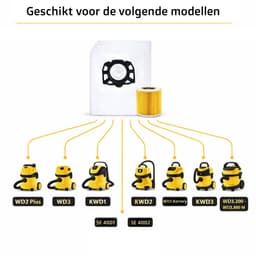 5x Stofzuigerzakken & 1 filter geschikt voor Karcher WD2 Plus, WD3 (Battery), KWD1, KWD2, KWD3, WD3.200 - WD3.800 M - stofzuigzak stofzakken — thumbnail 4