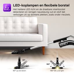 TurboTronic VS180 Cyclonic - 2-in-1 draadloze Steelstofzuiger met kruimeldief – hoge zuigkracht - 2 snelheden - 2200 mAH accu - 180W - extra accessoires - Zwart — thumbnail 4