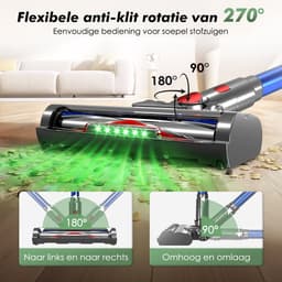 Fukstern Steelstofzuiger Draadloos - 38KPa krachtige zuigkracht - Tot 60 Min Accuduur - 4-voudig HEPA-Filtersysteem - 1,6L Stofreservoir - Anti-Klit Vloerborstel draadloze steelstofzuiger - blauw — thumbnail 5