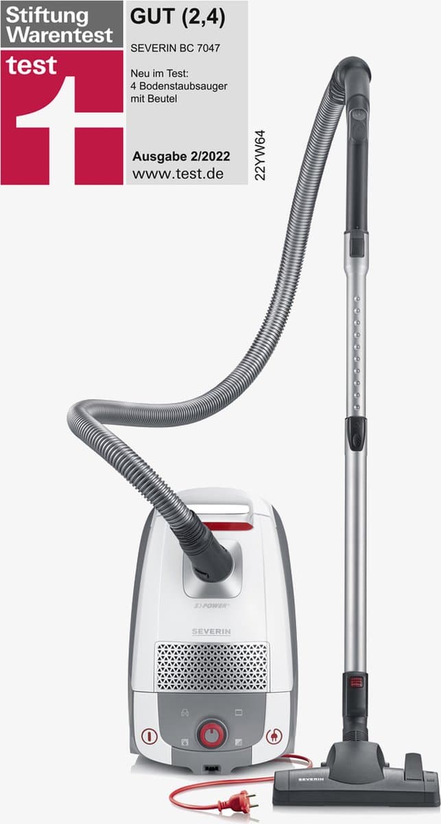 Severin BC 7047 Stofzuiger met Zak – 850W – HEPA 13 – Stil – 9 m Actieradius - vier 360°-wielen — afbeelding 1