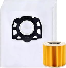 10x Stofzuigerzakken & 1 filter geschikt voor Karcher WD2 Plus, WD3 (Battery), KWD1, KWD2, KWD3, WD3.200 - WD3.800 M - stofzuigzak stofzakken — thumbnail 1