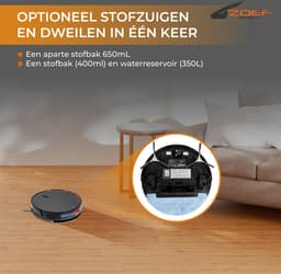 Zoef Robot - Robotstofzuiger Jannie 4.0 2 in 1 - Stofzuigen en dweilen tegelijk - Robotstofzuiger met dweilfunctie - met App - Robotstofzuiger met laadstation - Robot stofzuiger — thumbnail 2