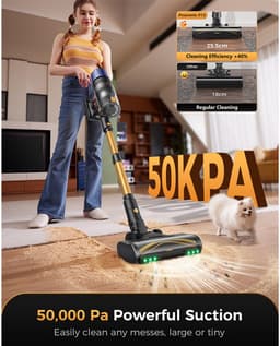 Draadloze Steelstofzuiger - 50 kPa Zuigkracht - 580 W Motor - 60 min Gebruikstijd - 650 ml Stofreservoir - Goud — thumbnail 2