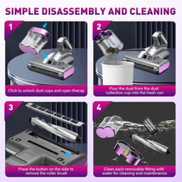 Mite Vacuum Cleaner for Mattresses, Mite Vacuum Cleaner with UV Light, Suction 500 W, 16 KPA Mite Vacuum Cleaner with - ShopVlot — thumbnail 4