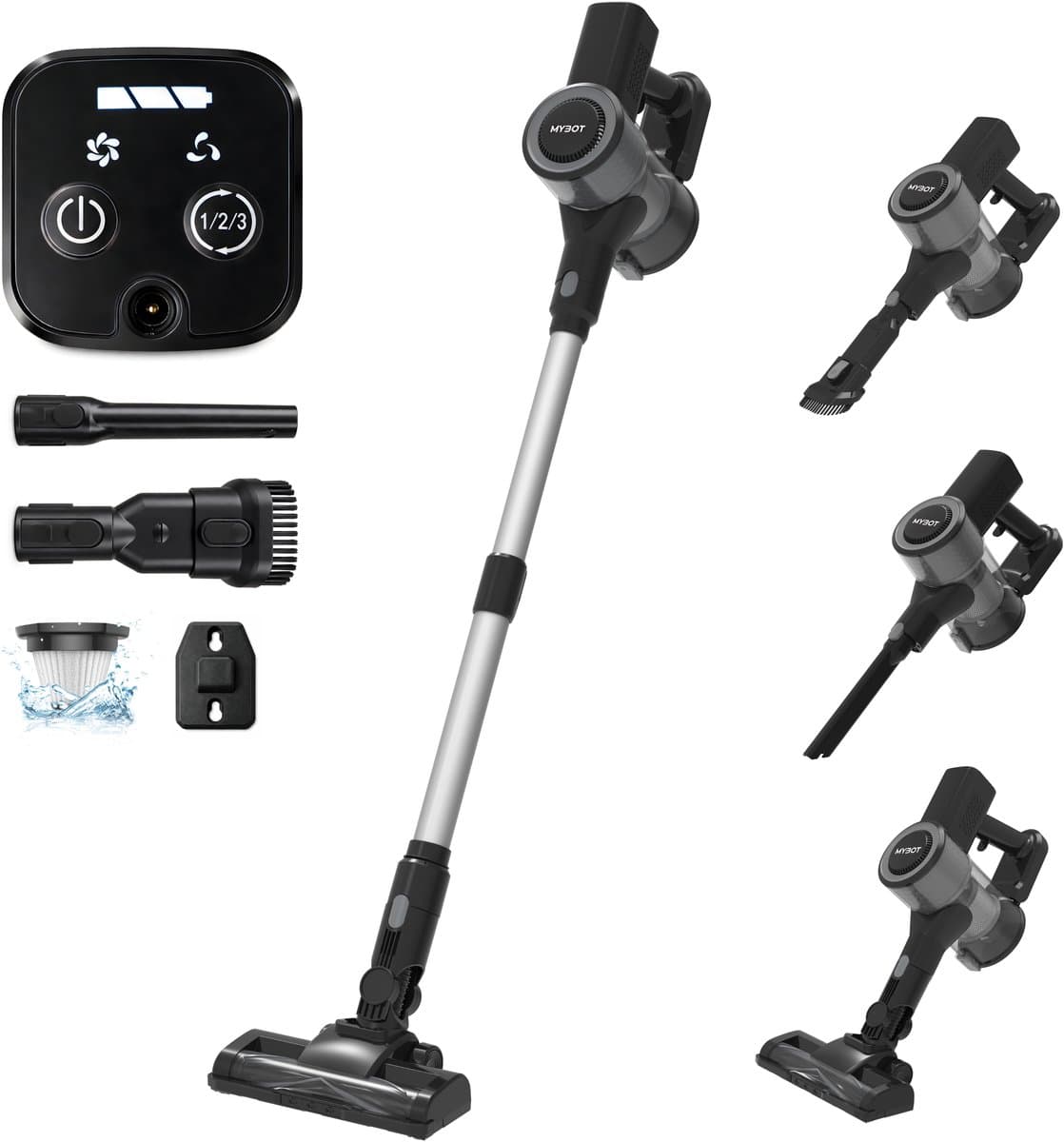 MYBOT E6 Essential - Steelstofzuiger - 250W - 20Kpa - 3 Zuigniveaus - Vacuum Cleaner - Steelstofzuiger Draadloos - Zonder Zak - Op Accu — afbeelding 1