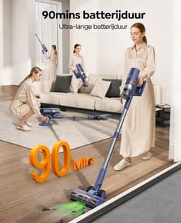 Laresar V11- Steelstofzuiger Draadloos - Steelstofzuiger Zonder Zak Op Accu - 650W - 75000PA - 2 in 1 - Ook Als Kruimeldief — thumbnail 4