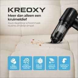 Kreoxy Kruimeldief Snoerloos – Handstofzuiger – Auto Stofzuiger – Sterke Zuigkracht – Blaasfunctie – 9 Opzetstukken — thumbnail 2