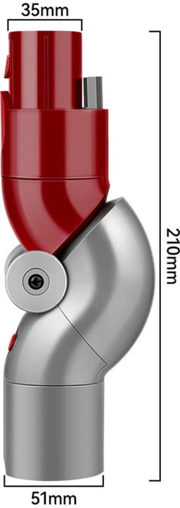 Flexibele Knikadapter - voor Steelstofzuigers - Onderste Bocht Adapter Compatibel - Geschikt voor Dyson V7 V8 V10 V11 V15 - 180 Graden Roterende Verloopkop - voor Meubelreiniging - tot 1 Meter Diepte - Grijs Rood — thumbnail 5