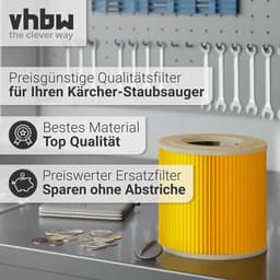 vhbw geplooid vervangingsfilter voor Kärcher 2.863-303.0, 6.414-772.0, 6.414-552.0, 9.755-260.0, 6.414-547.0 stofzuigers - cartridgefilter geel, wasbaar — thumbnail 4