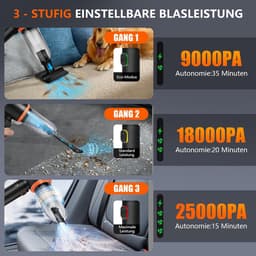 Draagbare Stofzuiger - Mini Stofzuiger - Auto Interieur Reinigen - 4-in-1 Multifunctioneel - 30 Min Werktijd - Zwart — thumbnail 5