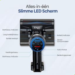 Draadloze Steelstofzuiger - Accu Stofzuiger - Vloeren Reinigen - Zuigen en Dweilen - 35.000 Pa - Zwart — thumbnail 5