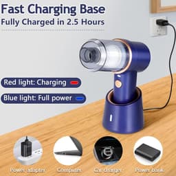 3-in-1 Draadloze Handstofzuiger Elektrische Persluchtblazer, Oplaadbare Mini Stofzuiger Opgewaardeerd Model Blauw, Voor Huisdierenhaar en Autoreiniging — thumbnail 2