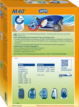 Swirl M40 stofzuigerzakken - 4 stuks + 1 filter - Geschikt voor Miele GN - Classic C1 - Complete C2 - Complete C3 - S2 - S5 - S8 — thumbnail 1