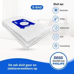 DEGG® - S-BAG Stofzuigerzakken - Geschikt voor Philips S-BAG - Top Kwaliteit - Compatibel met Philips FC8021, AEG GR201S en Electrolux E200S - 6 STUK(S) — thumbnail 4