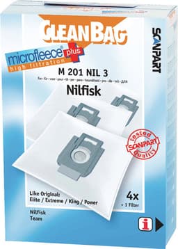 CleanBag stofzuigerzakken 4 stuks - Geschikt voor Nilfisk Elite Extreme GM300 GM400 GM500 King Power - Inclusief 1 filter - Alternatief — thumbnail 1