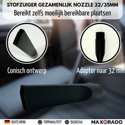 Maxorado universeel spleetmondstuk voor uw stofzuiger 32- 35 mm - geschikt voor Kärcher, Bosch, Siemens, Miele, Philips, Emerio en meer. opzetstuk - borstel — thumbnail 2