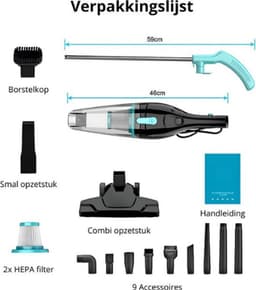Steelstofzuiger - 2-in-1 Handstofzuiger - Stofzuiger Zonder Zak - Vacuum Cleaner - Met Snoer & Steel - Kruimeldief — thumbnail 2
