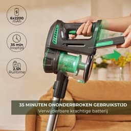 6 in 1 Steelstofzuiger – Draadloos – Stofzuiger zonder Zak op Accu – Kruimeldief Snoerloos – Best Verkocht – 25000PA – HEPA Filter – Groen — thumbnail 3