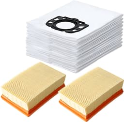 2x HEPA Filter & 10x Stofzakken geschikt voor Karcher MV4 MV5 MV6 WD4 WD5 WD6 Voor Karcher WD4000 - WD5999 2.863-006.0 Onderdelen vervanging stofzuigerzak — thumbnail 1