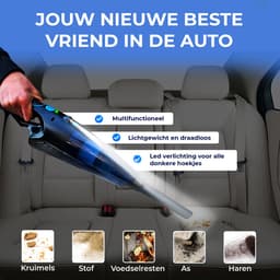 TTD® Premium Autostofzuiger Draadloos met Luxe Opbergtas - Extra Krachtig 14.000 Pa - Nat & Droog - Inclusief 2 Premium HEPA-filters - Draadloze Kruimelzuiger - Stofzuiger voor Auto - Handstofzuiger - Kruimeldief — thumbnail 3