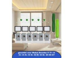 18 onderdelen geschikt voor iRobot Roomba i7 i7+ i3 i3+ i4 i4+ i5 i5+ i6 i6+ i8 i8+ E5 E6 E7 - stofzuigeronderdelen - 6 stofzuigerzakken / 5 HEPA-filter / 5 zijborstel / 2 wals