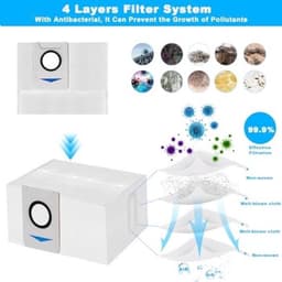 12 stuks stofzakken, accessoires, geschikt voor Ecovacs Deebot X1 Omni & X1 e Omni & T20 Omni & T20e Omni, X1 Turbo afzuigstation, 3,2 l, grote antibacteriële stofzak met haarreinigingsborstel — thumbnail 3