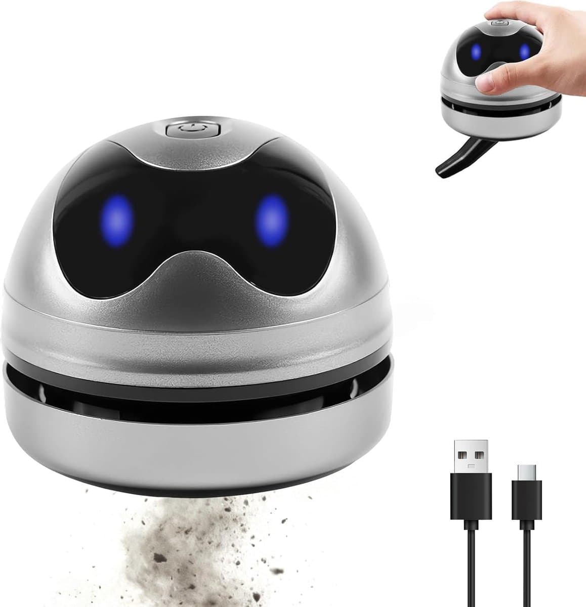 Mini Desktop Stofzuiger - kruimelzuiger - USB oplaadbaar - Draadloze Desk Vacuum - Draagbare Tafelstofzuiger - Toetsenbord Stofzuiger - Kruimeldief - Voor verwijderen van stof, borstelhaar en vuil - 8.8*7.1 cm - Zwart — afbeelding 1
