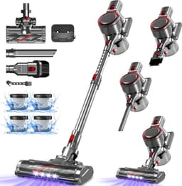 Saikefy Steelstofzuiger Draadloos - 55000 Pa - LED-display - 55 min Gebruikstijd - 1,8L - 8-in-1 - 4 HEPA-filters - voor tapijt & harde vloeren - Zilver — thumbnail 1
