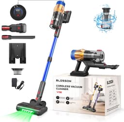 BLOSSOM Steelstofzuiger Draadloos V18 - 550W/50Kpa/60Min - Kruimeldief - Stofzuiger - Hepa - LED-Display - 3 Standen Zuigkracht - 1,5L - Voor Tapijten en Harde Vloere - Blauw — thumbnail 1