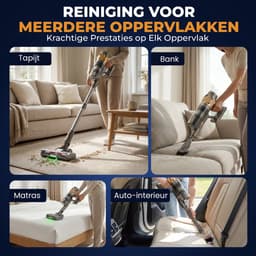 Cleanova Steelstofzuiger draadloos - 45000PA - 500W - 60 minuten - Display - kruimeldief - zonder zak - Groen verlichting - muurbevestiging — thumbnail 3