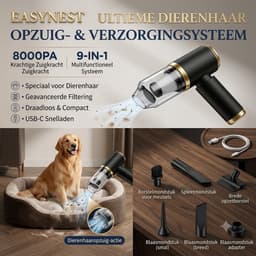 Dierenhaar Verwijderaar & Handstofzuiger – USB Oplaadbare Draadloze Kruimeldief met Zuig- en Blaasfunctie – Voor Hondenhaar, Kattenhaar, Bank, Auto & Tapijt — thumbnail 3